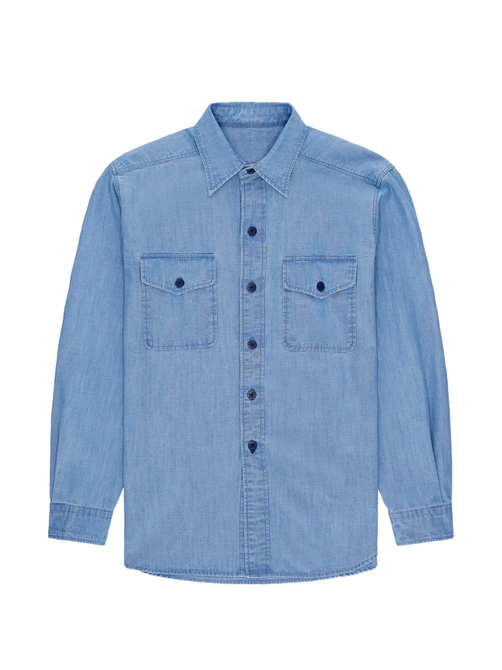 Fortela chest-pockets chambray overshirt - Blu