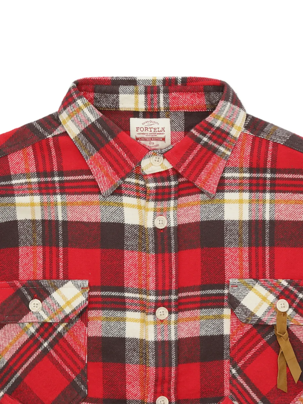 Fortela Mescal Plaid Patch-pocket Shirt in Red, view 5