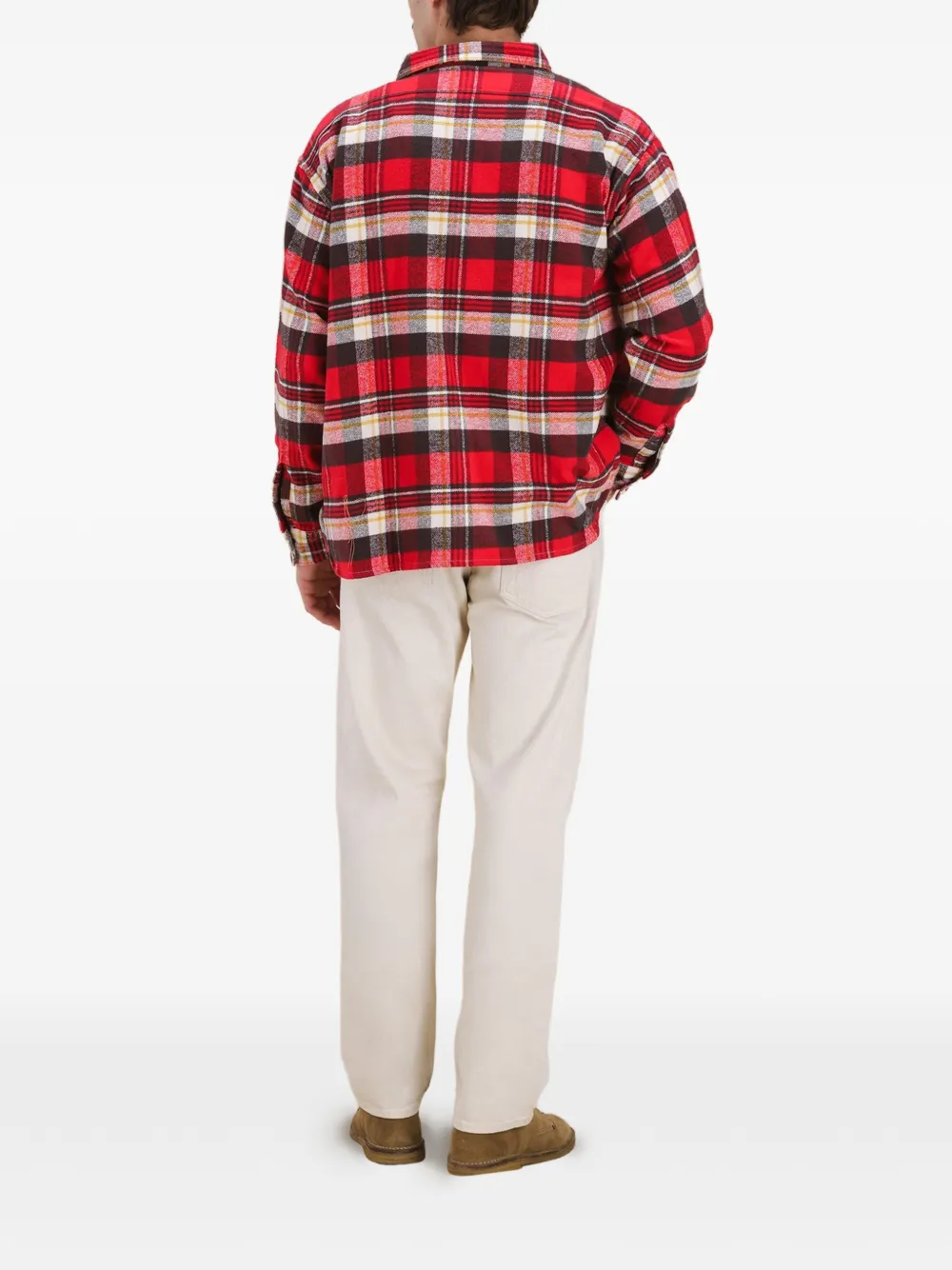 Fortela Mescal Plaid Patch-pocket Shirt in Red, view 3