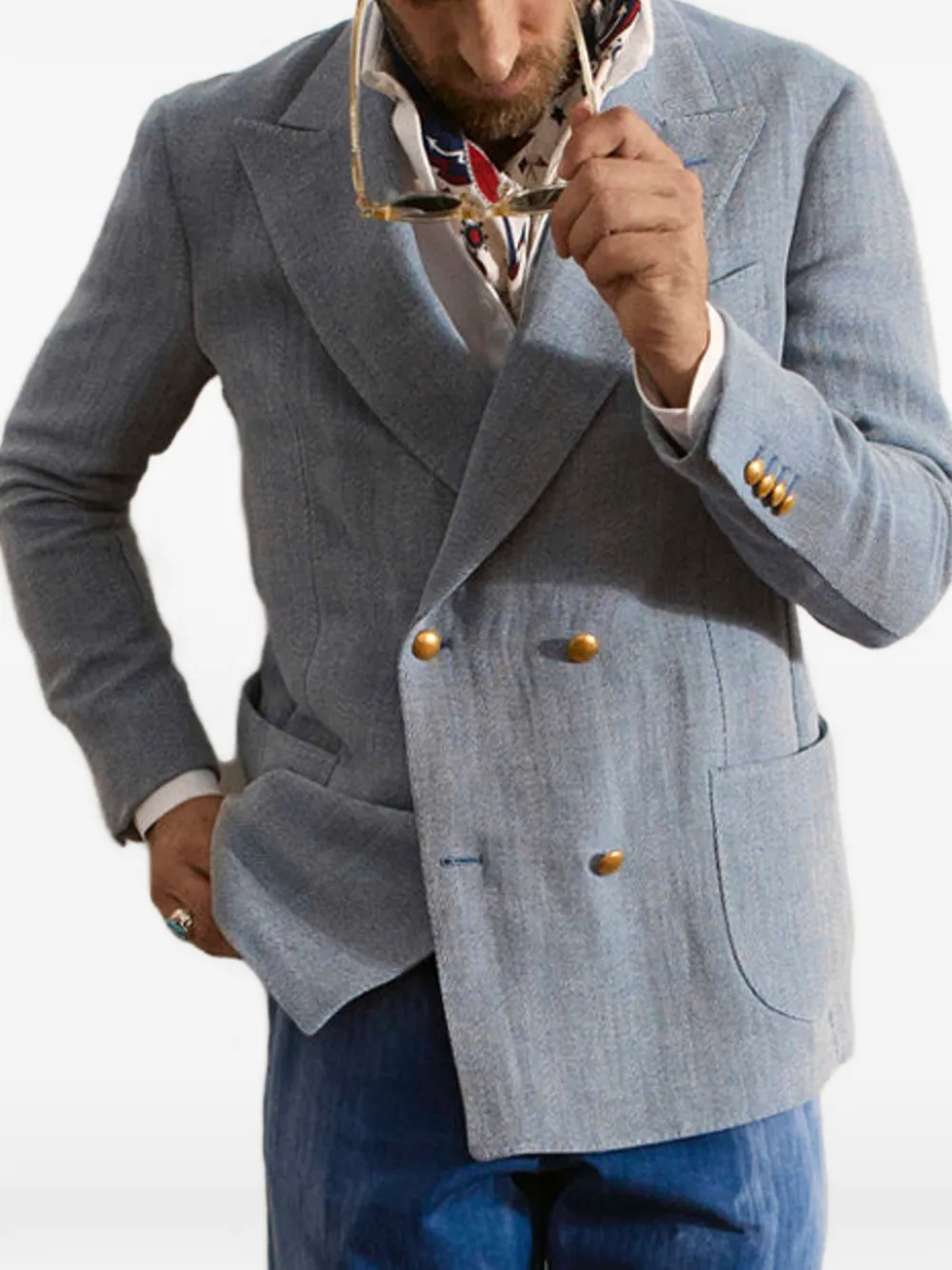 Fortela Blazer met dubbele rij knopen Blauw