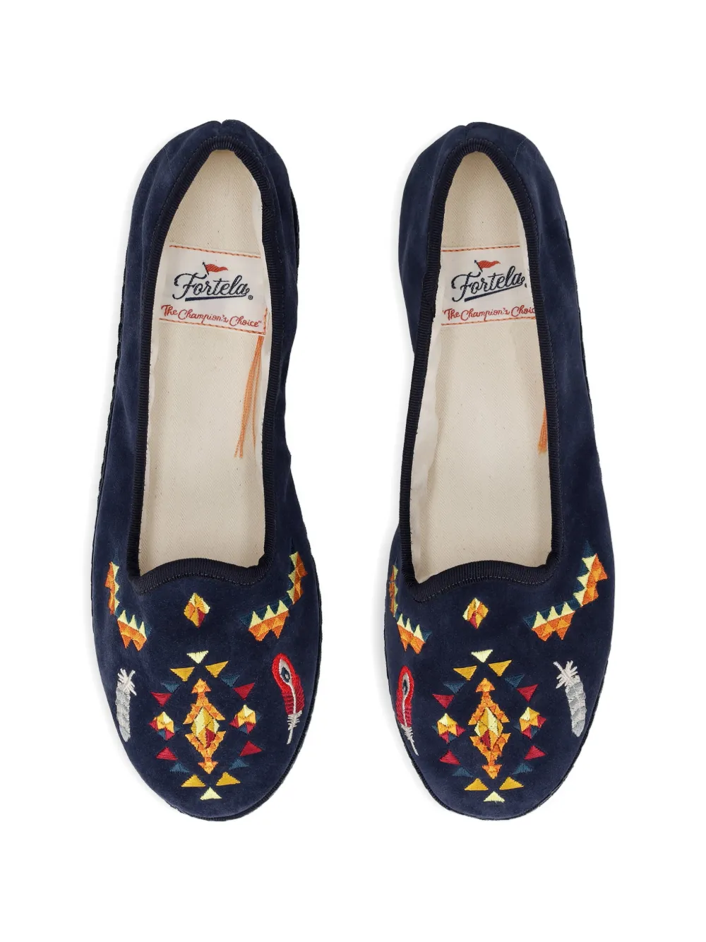 Fortela Frutate Friulane Embroidered Ballet Flats - Blue 