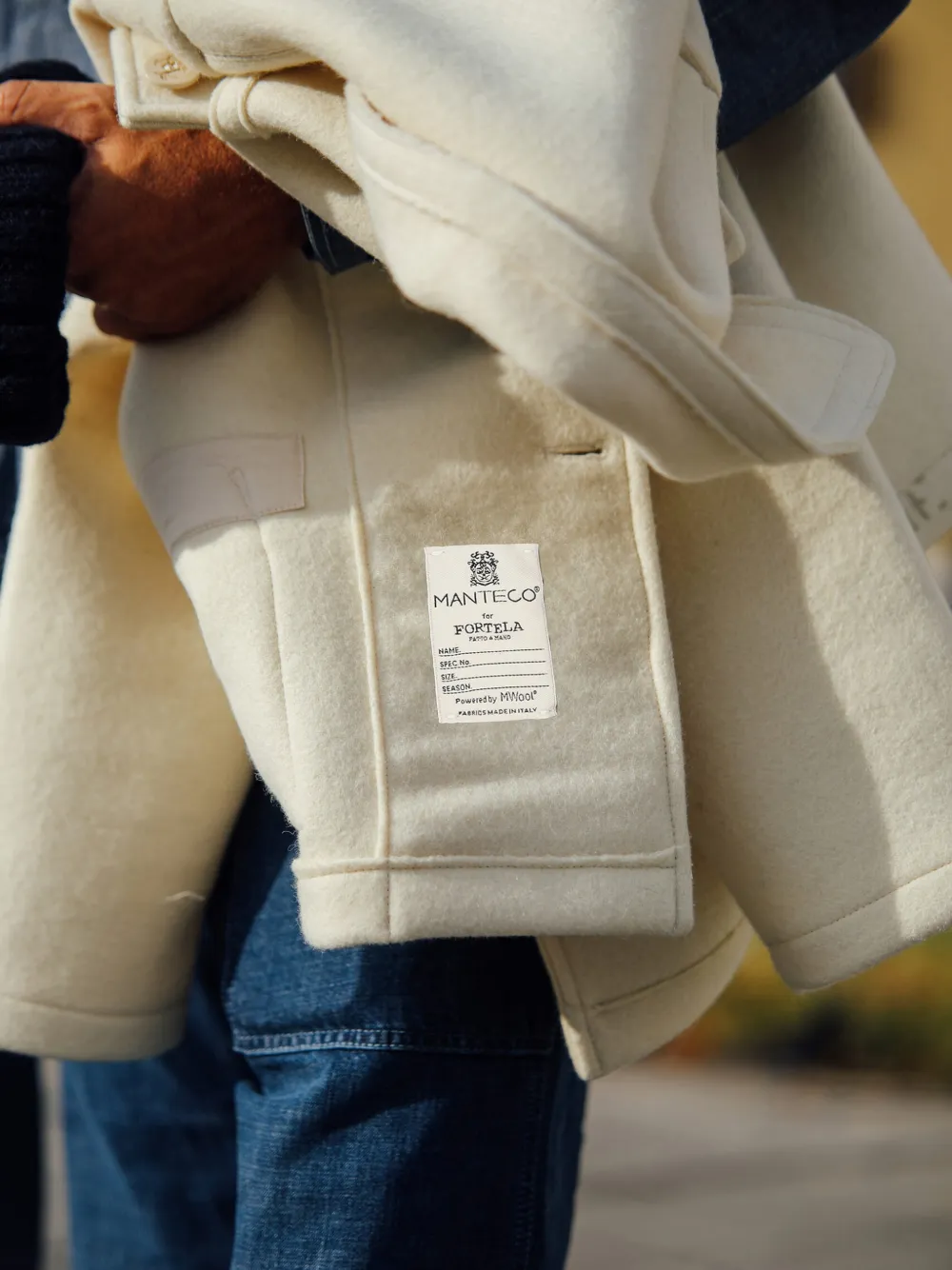 Fortela Donkey wollen jas met borstzak Beige