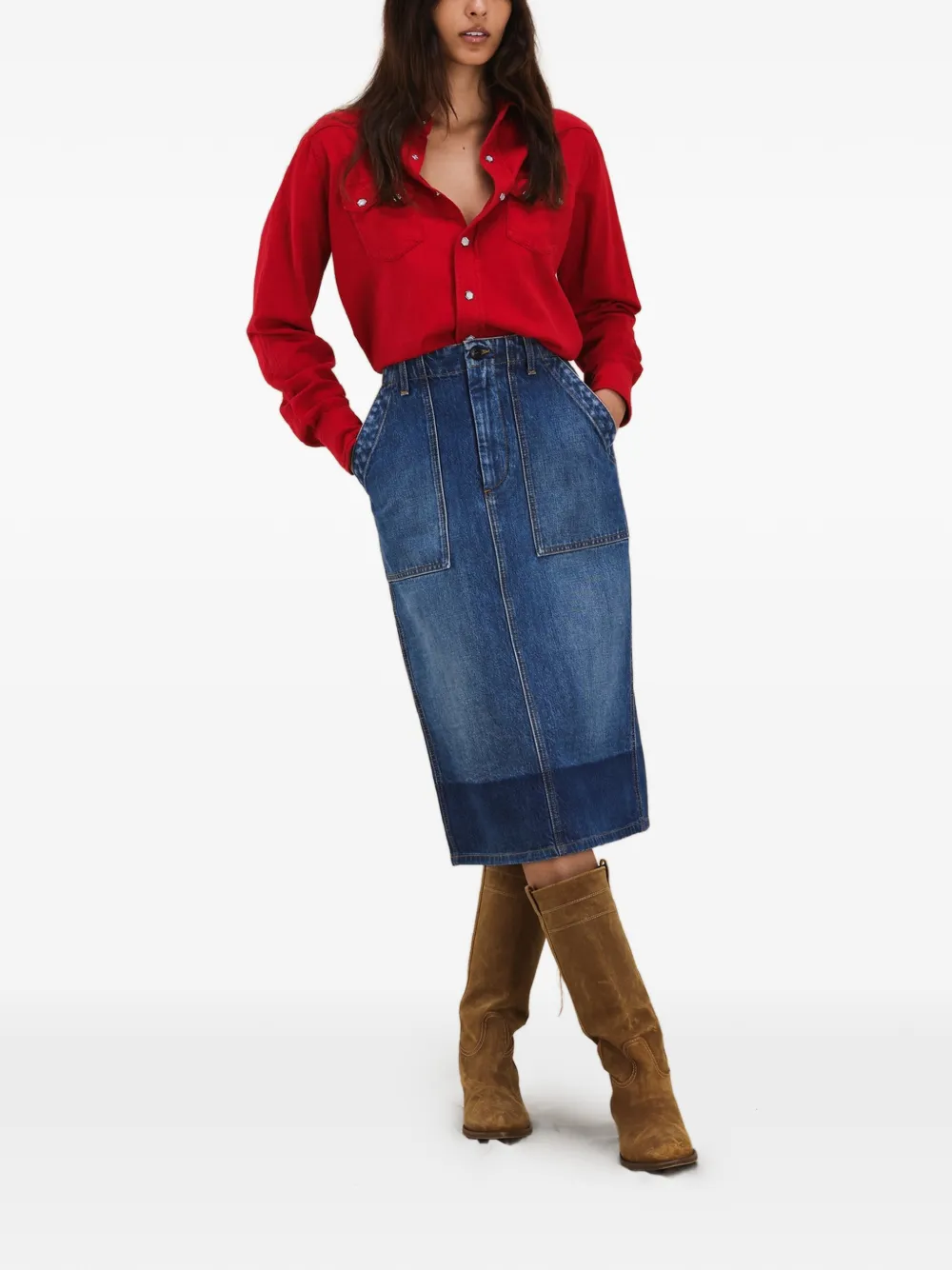  Fortela Jia Denim Midi Skirt - Blue 