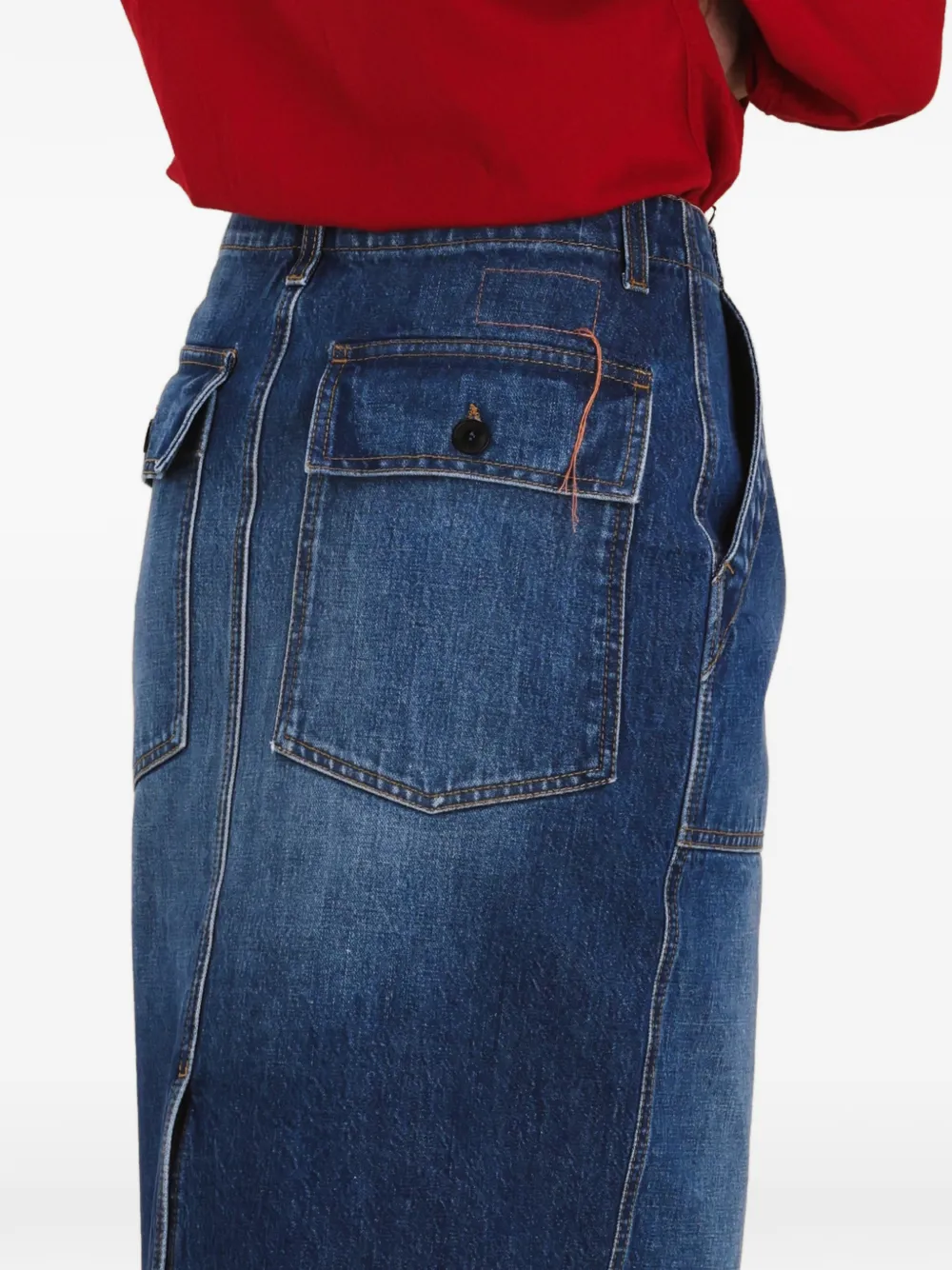 Fortela Jia Denim Midi Skirt in Blue, view 4