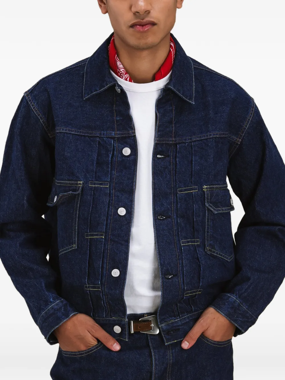 Fortela Cisco denim jack met zak aan de voorkant Blauw