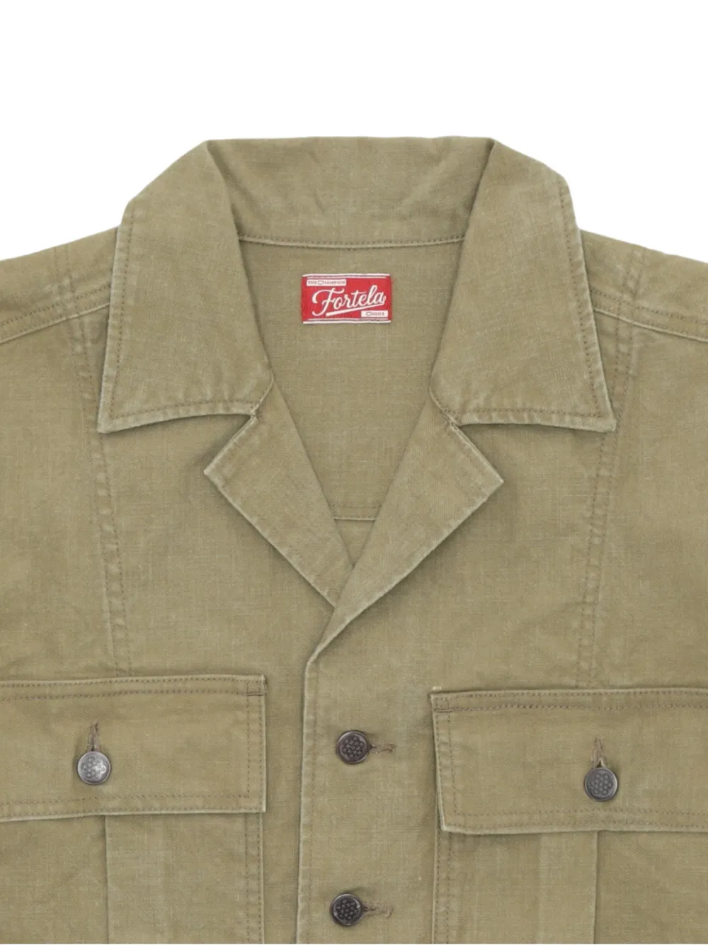  Fortela Richard Button Front-pocket Overshirt - Green 