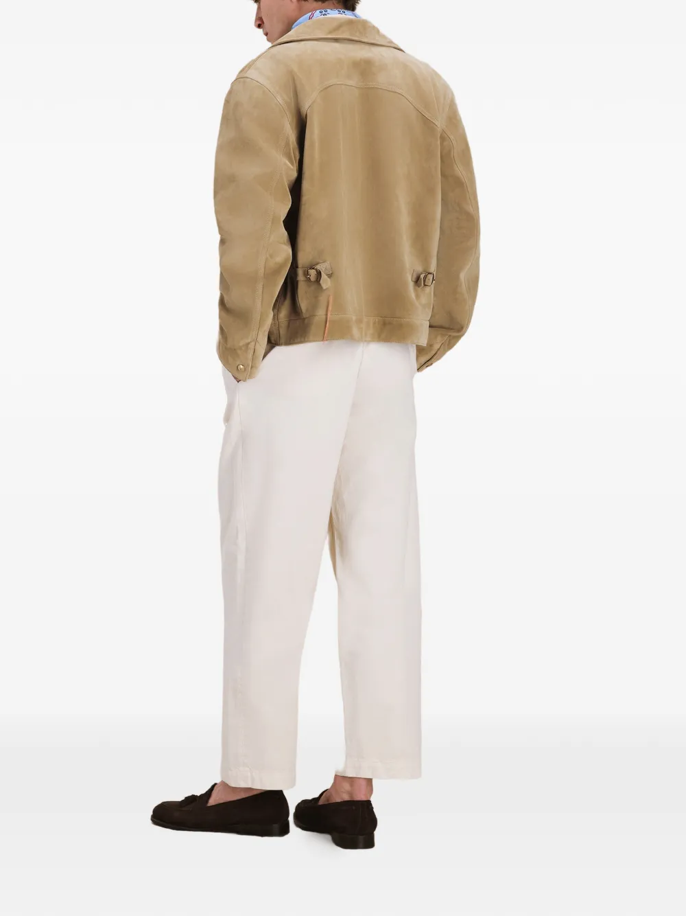  Fortela Rhode Zip Suede Leather Jacket - Neutrals 
