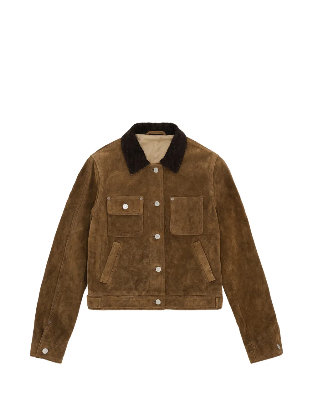 Fortela Fedra corduroy-collar pocket leather jacket - Marrone