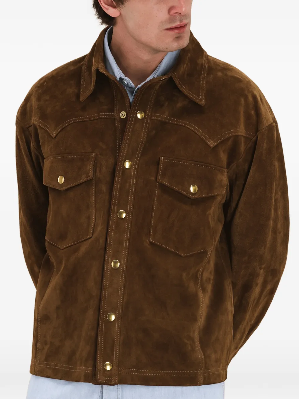Chest-Pocket Suede Jacket