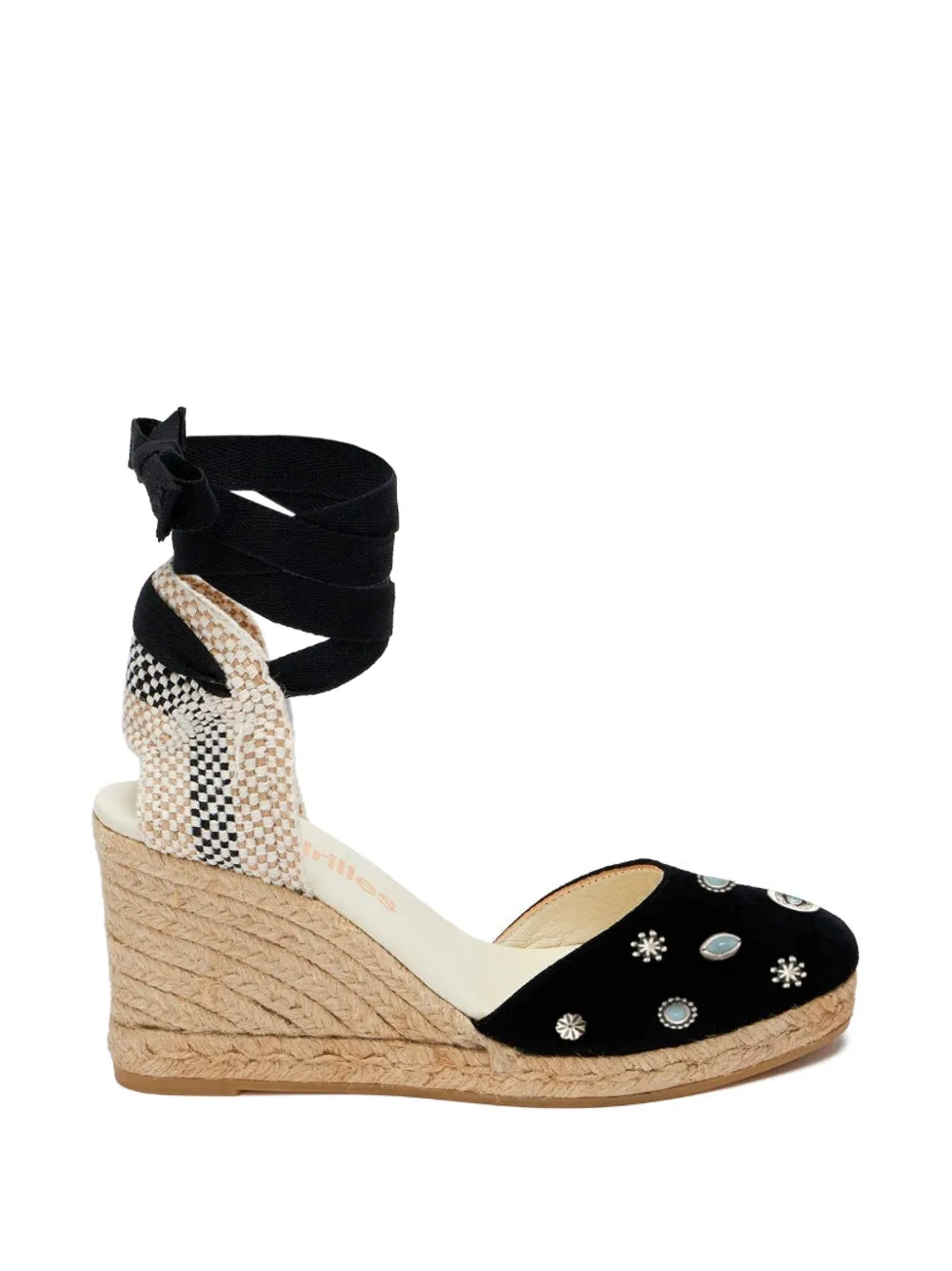 Fortela Espadrilles stone-embellished wedge espadrilles - Nero