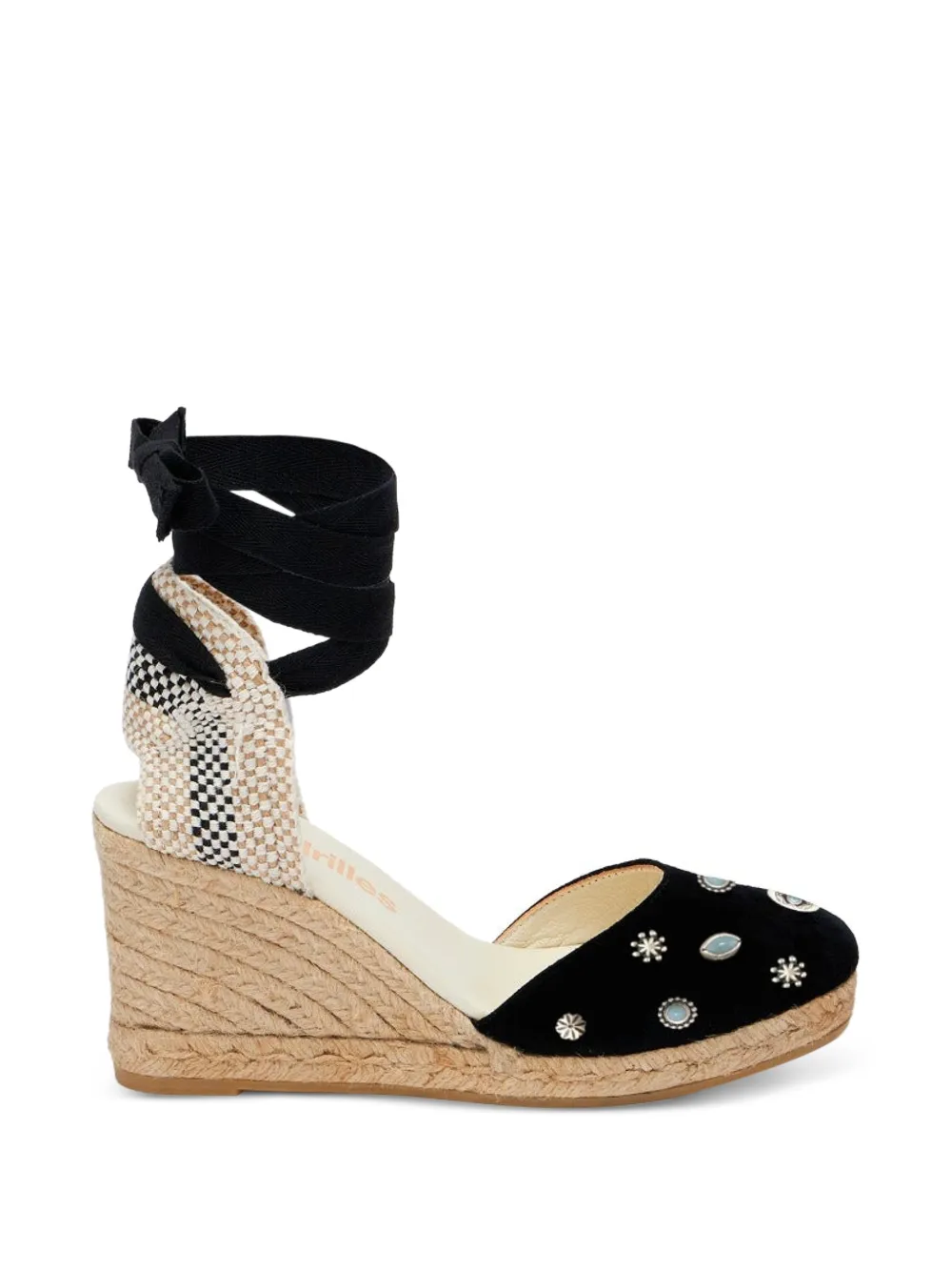 Fortela Espadrilles stone-embellished wedge espadrilles - Nero