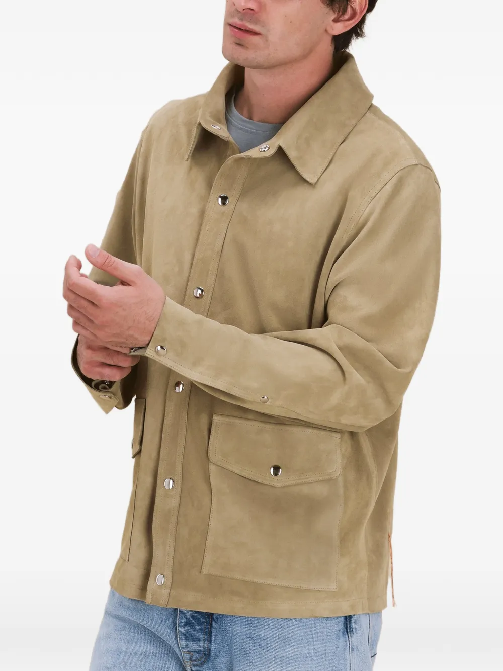 Fortela Suède jack met opgestikte zak Beige