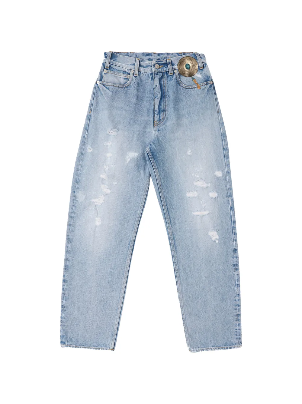 Fortela high-waisted five-pocket denim wide-leg jeans - Blu