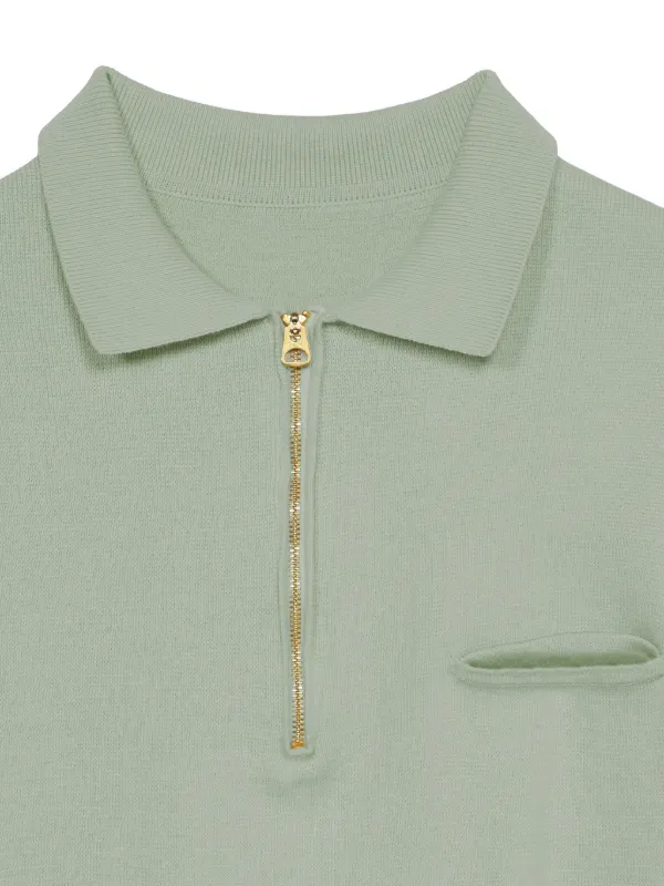 Fortela Laigth Zip Short-sleeve Polo Shirt in Green