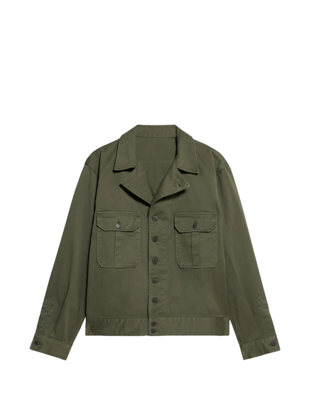 Fortela Khai herringbone patch-pockets overshirt - Verde