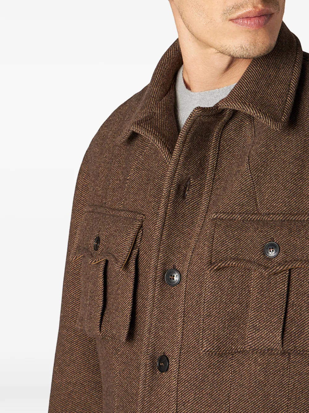  Fortela Carlo Flapped Belted Jacket - Brown 