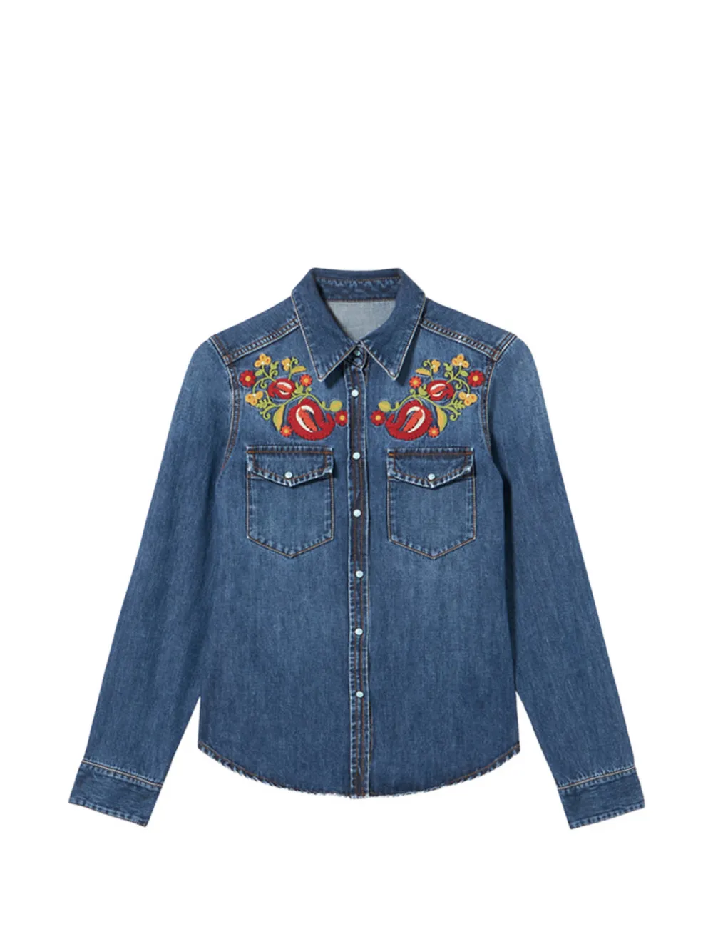 Fortela Brigitter floral-embroidered shirt - Blu