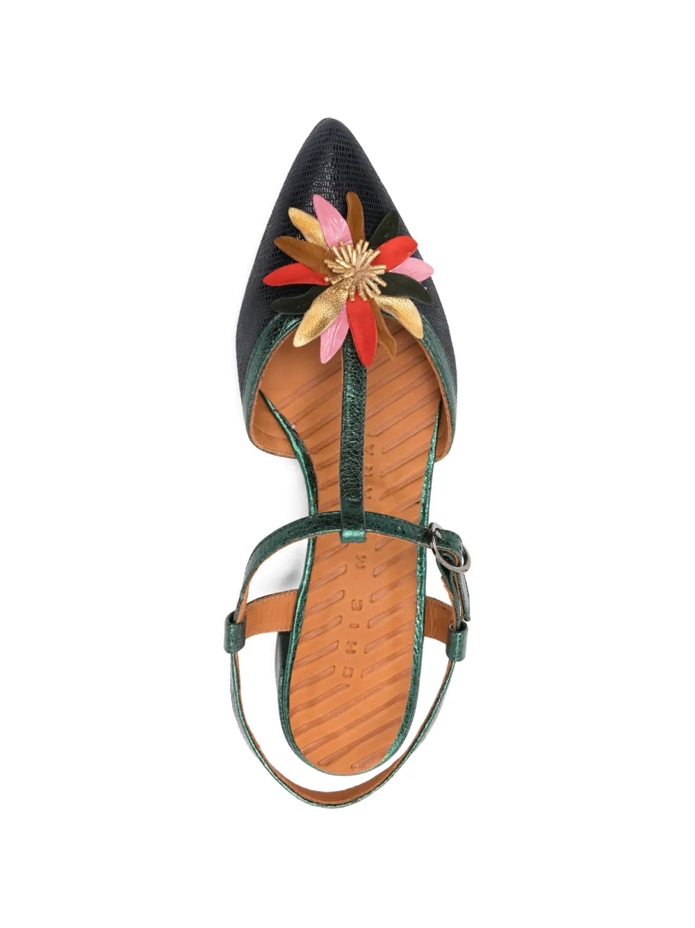 Chie Mihara Heleni pumps verfraaid met bloemen Groen