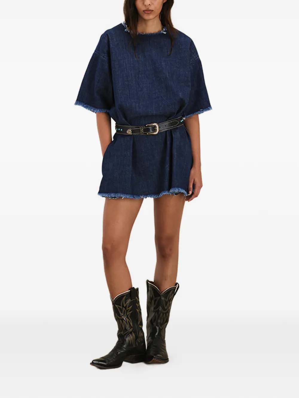 Fortela Fringed-detail T-shirt Mini Dress in Blue, view 2