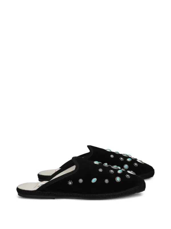 Fortela Flap Suede Mules in Black