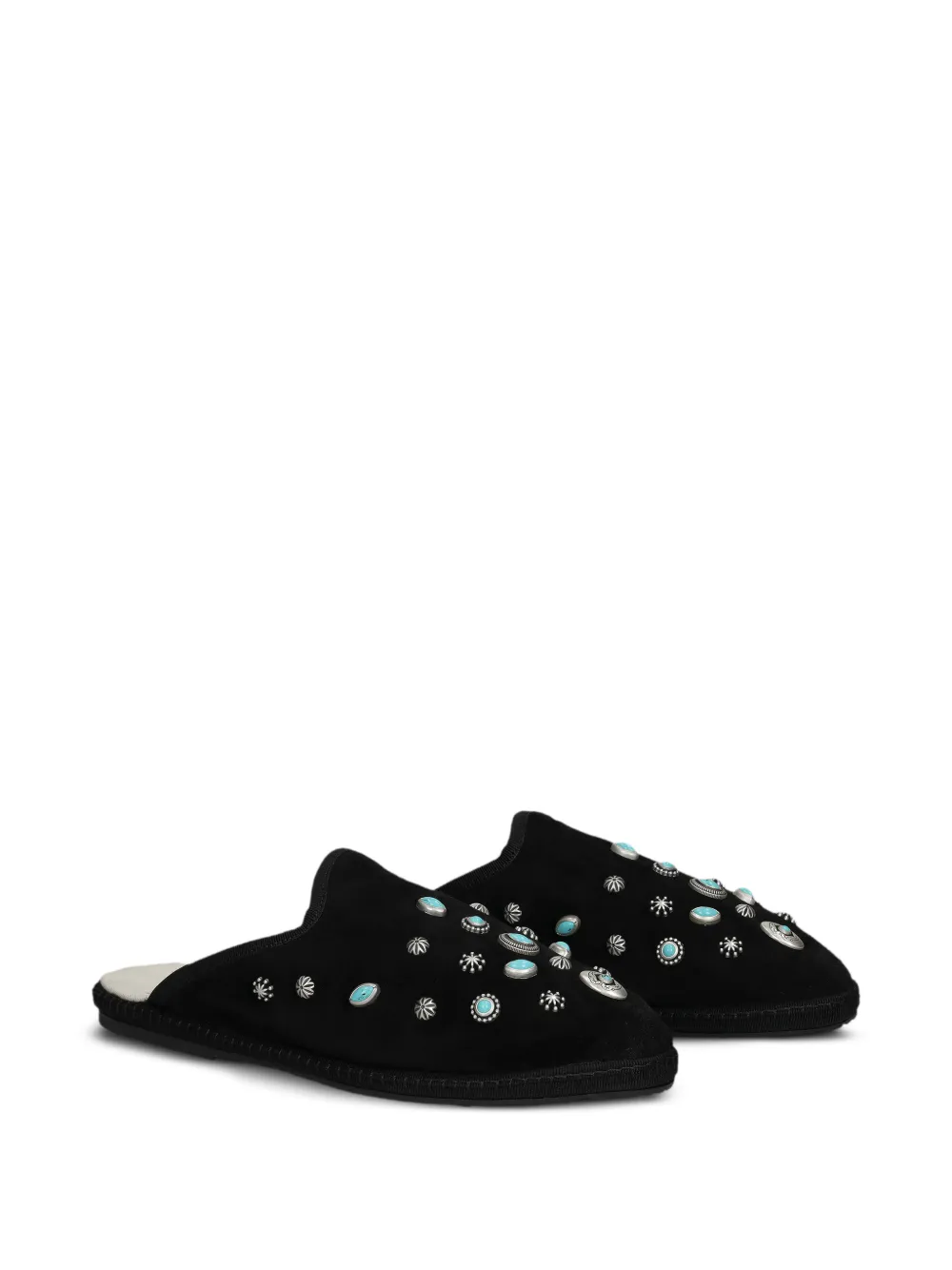  Fortela Flap Suede Mules - Black 