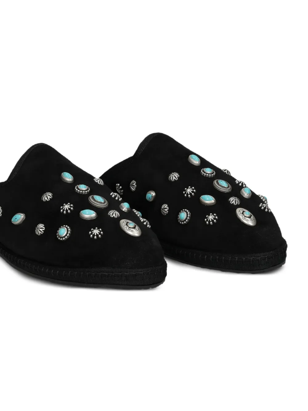  Fortela Flap Suede Mules - Black 