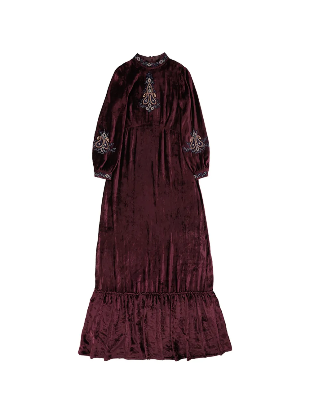 Fortela Georgine velvet embroidery maxi dress - Rosso
