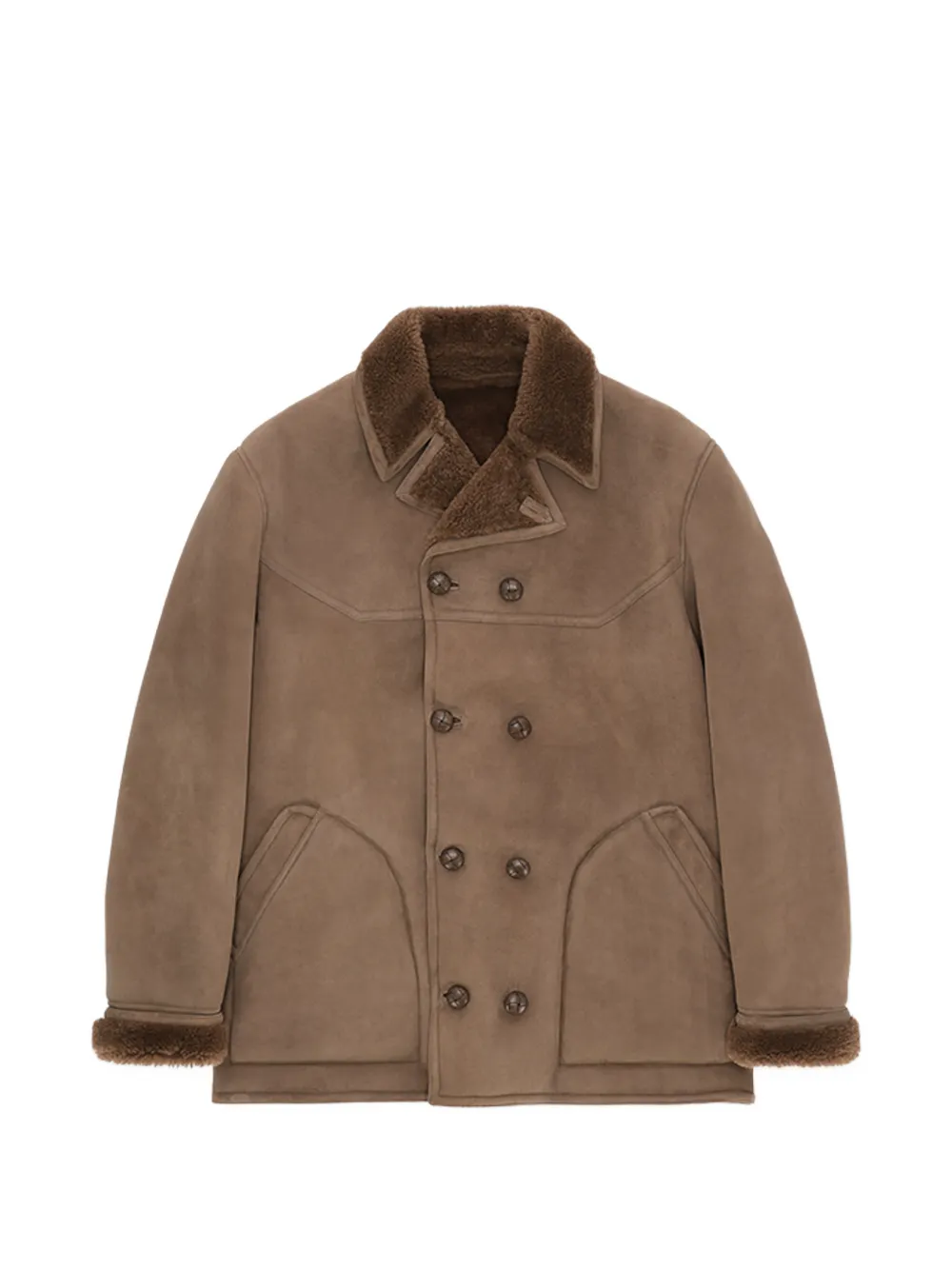 Fortela double-breasted leather coat - Marrone