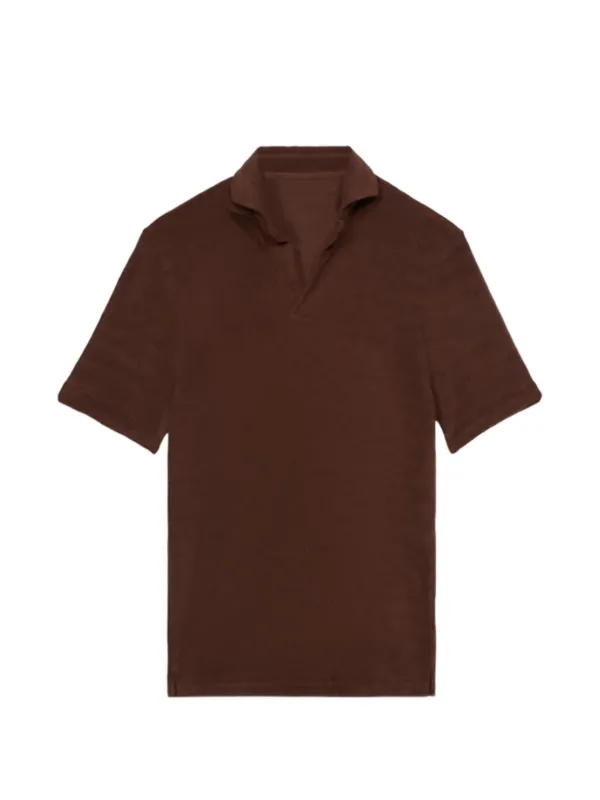 Fortela Terry Jersey Polo in Brown