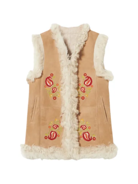 Fortela Donna floral-embroidery shearling vest