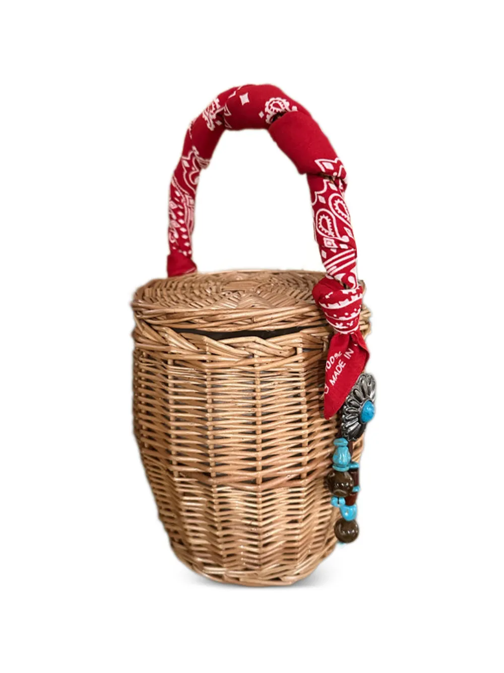  Fortela Mini Bandana Concho Wicker Bag - Brown 