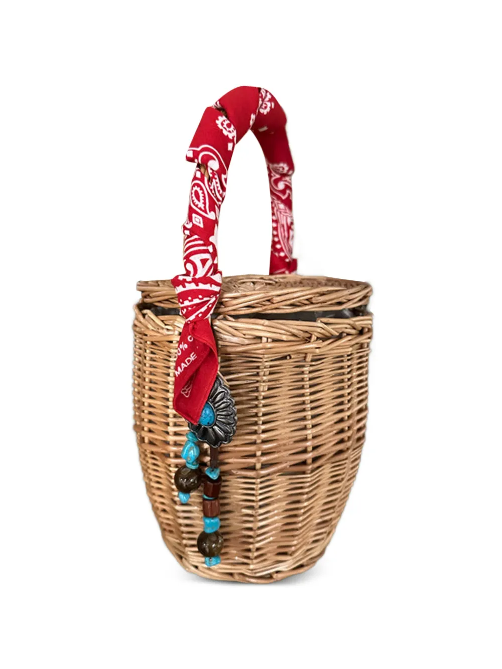  Fortela Mini Bandana Concho Wicker Bag - Brown 