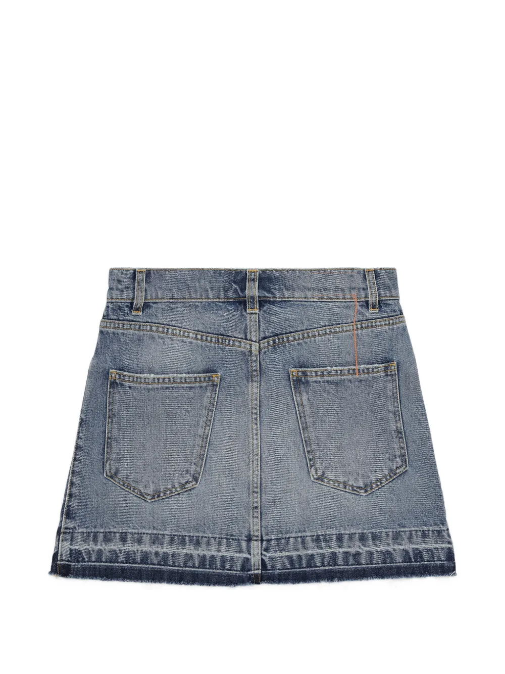 Fortela Frayed-hem Mini Denim Skirt in Blue, view 2