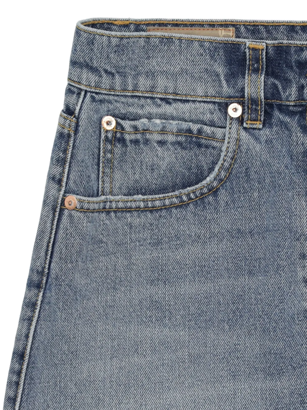Fortela Frayed-hem Mini Denim Skirt in Blue, view 3