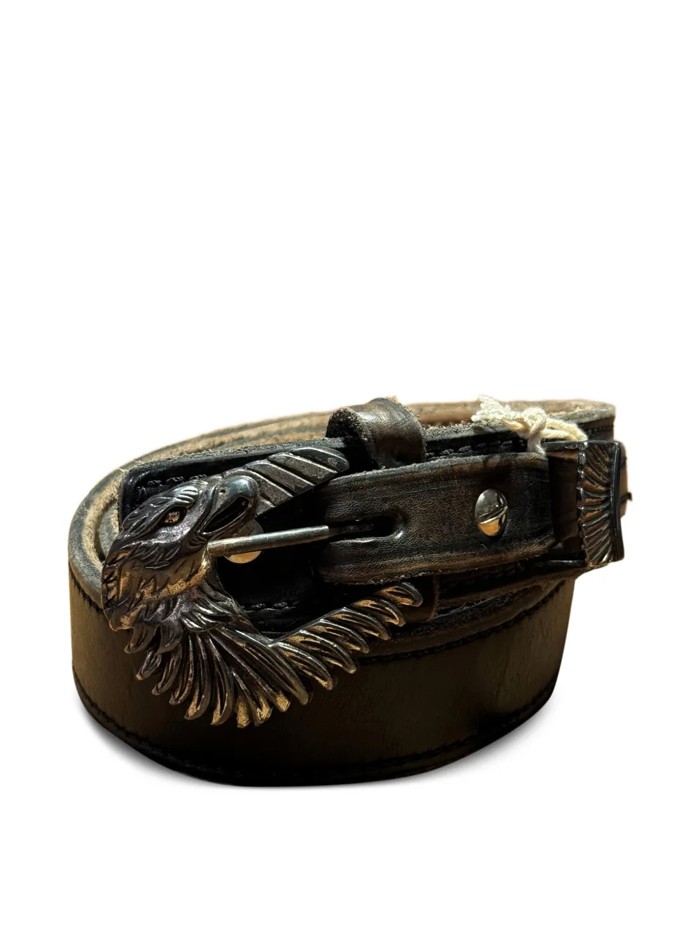 Fortela western-buckle leather belt - Nero