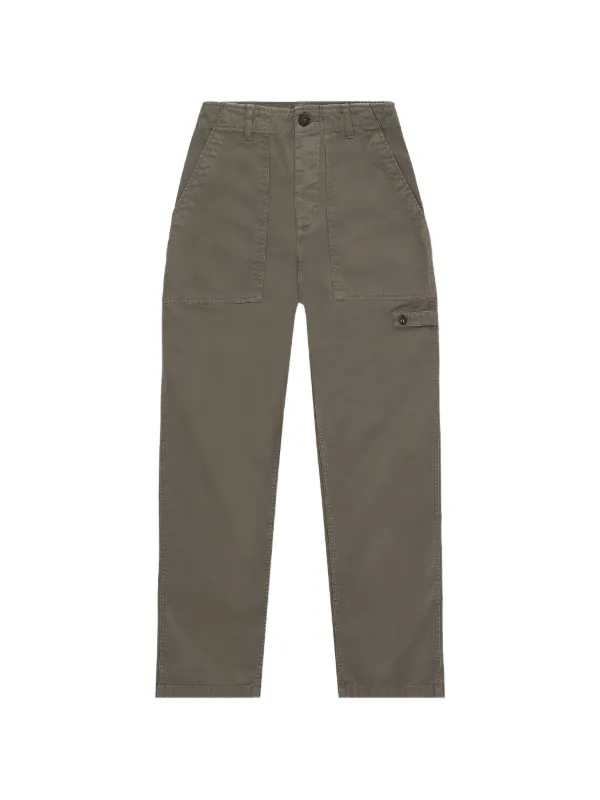 Fortela Jerry Button Cotton Straight Trousers in Grey