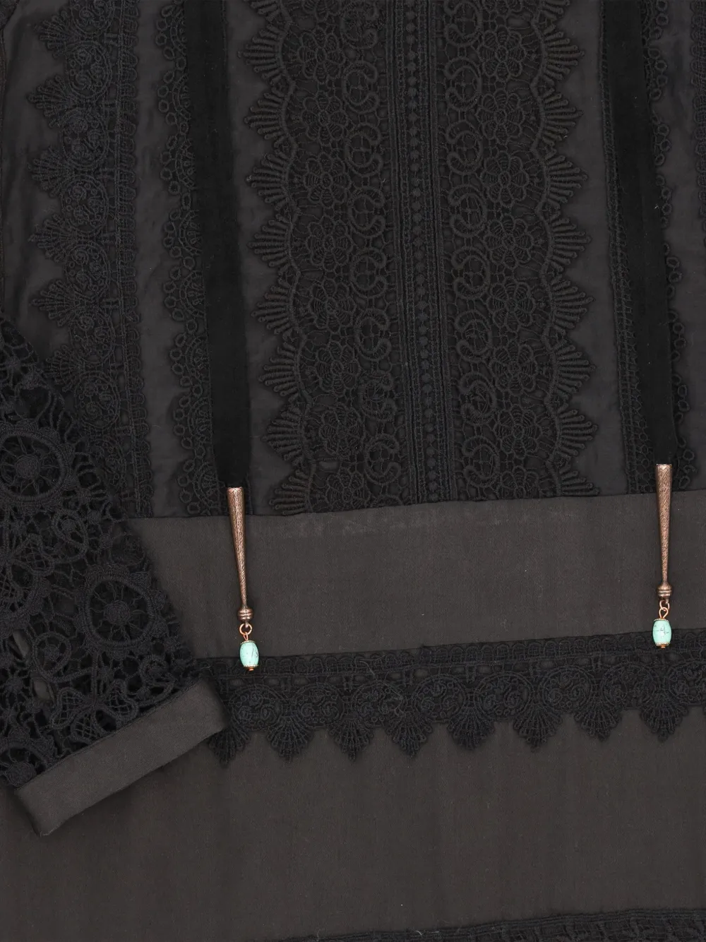 Fortela Gervaise Crochet Mini Dress in Black, view 5