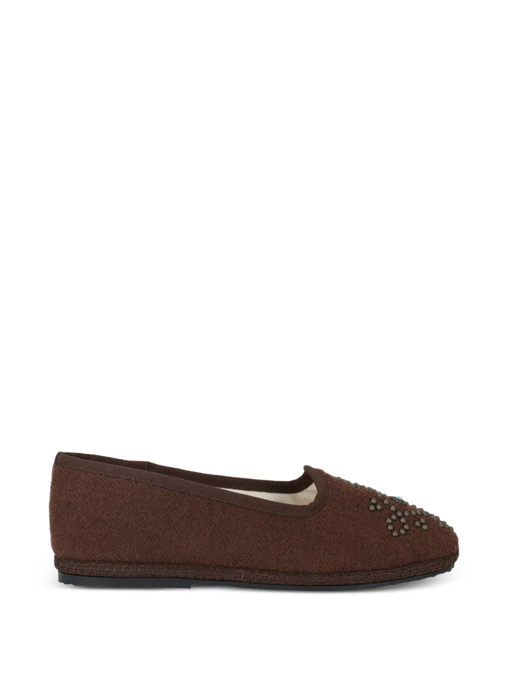 Fortela Friulane studs ballet flat - Marrone