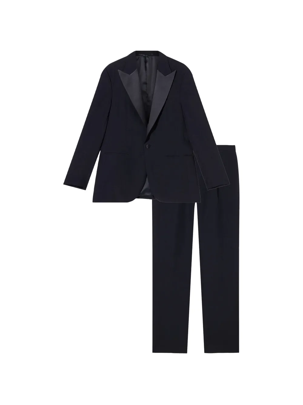 Fortela single-breasted satin-trim suit - Nero