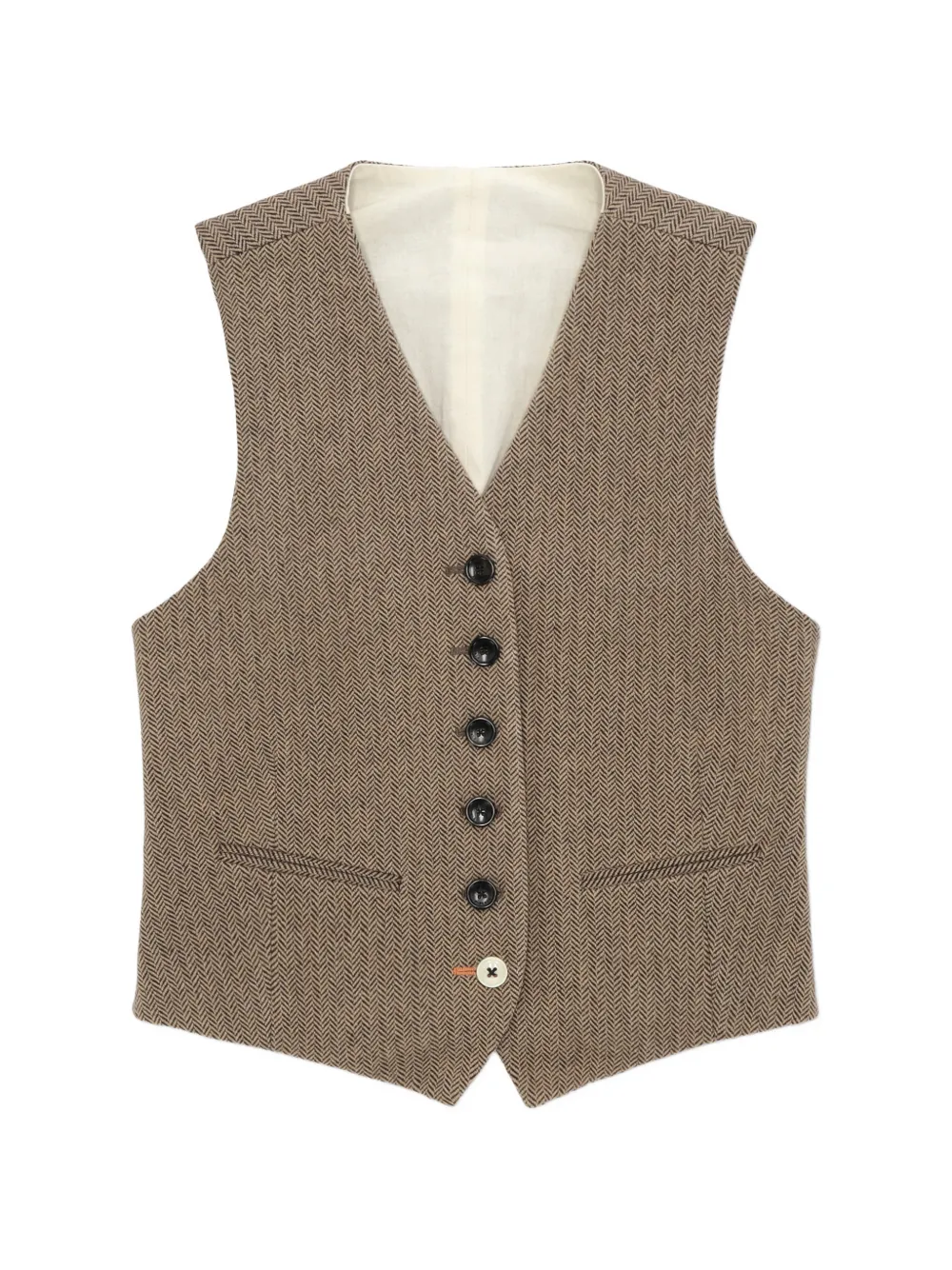 Fortela Demi herringbone single-breasted waistcoat - Brown