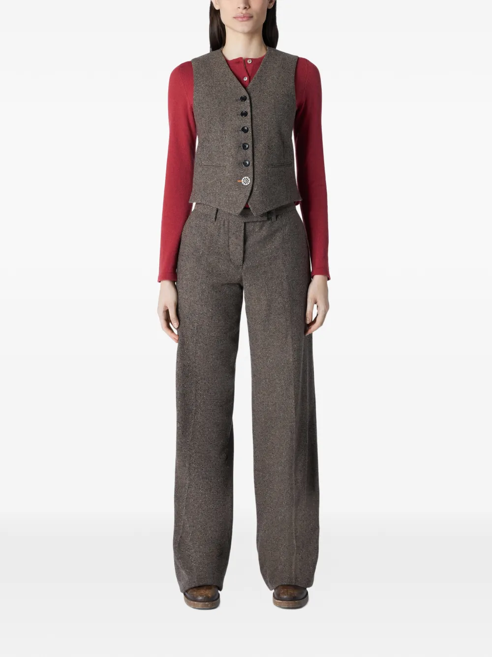  Fortela Demi Single-breasted Vest - Brown 