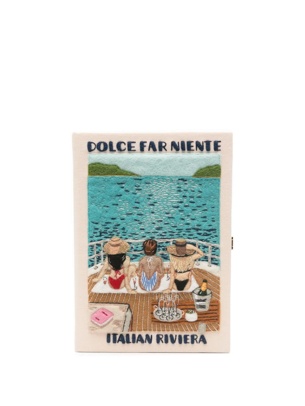 Olympia Le-Tan Dolce Far Niente embroidered clutch bag - Toni neutri