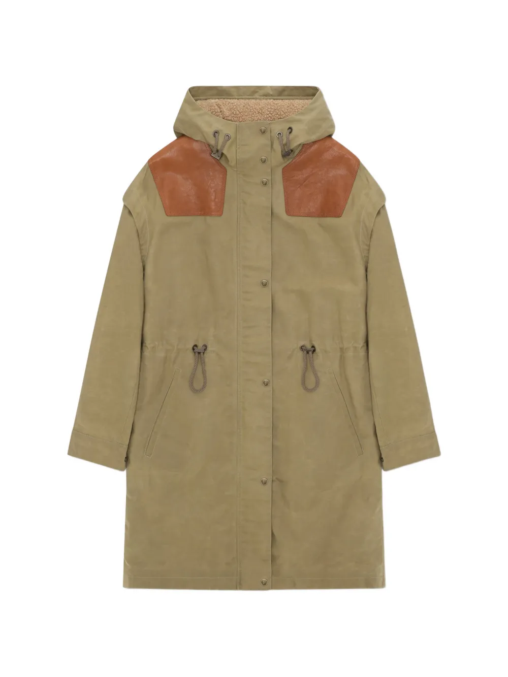 Fortela Faith leather-inserts parka coat - Toni neutri