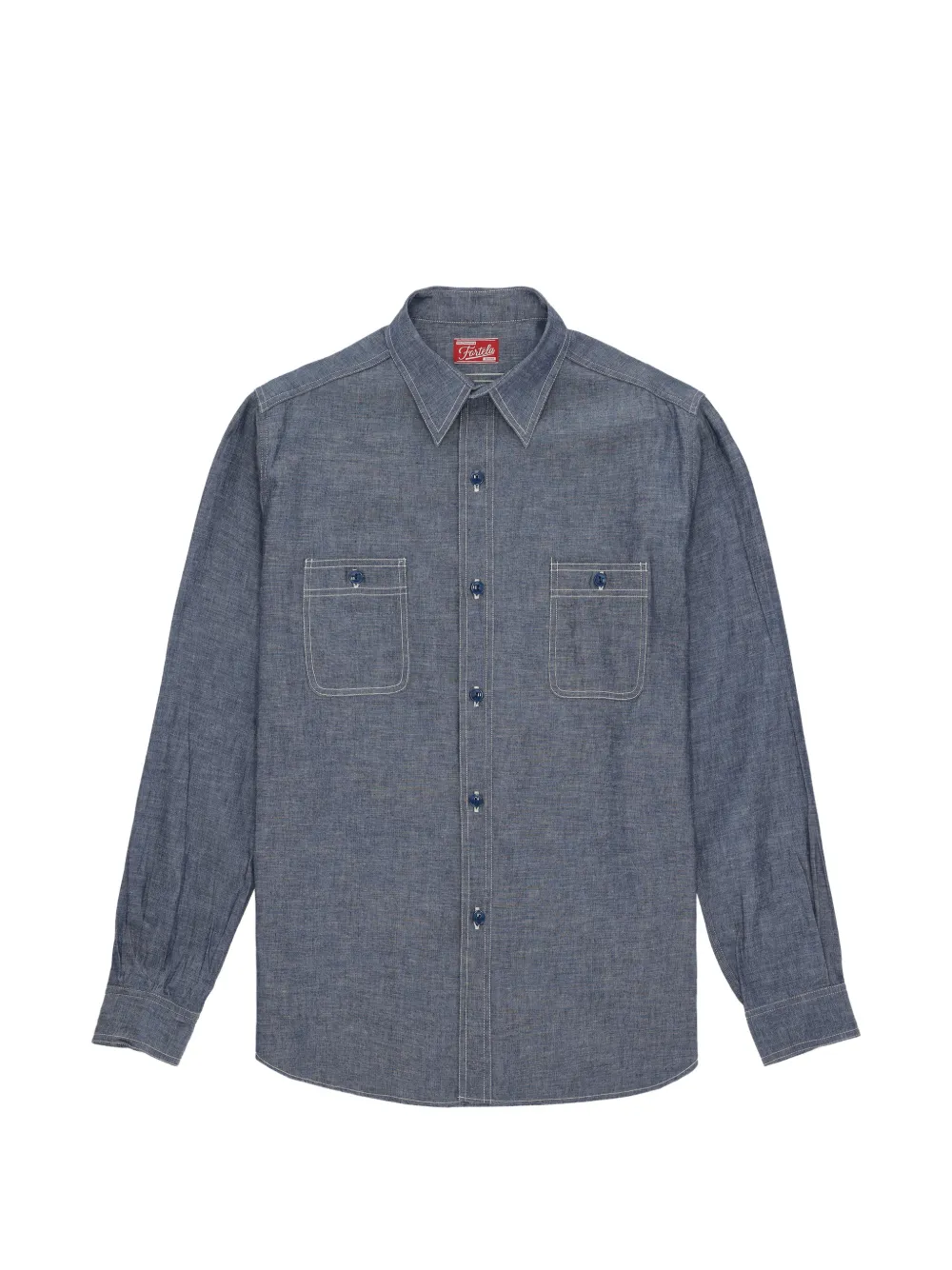 Fortela Otero patch-pocket chambray shirt - Blu