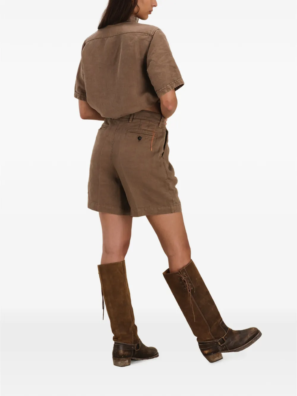  Fortela Side-pocket Button-fastening Shorts - Brown 