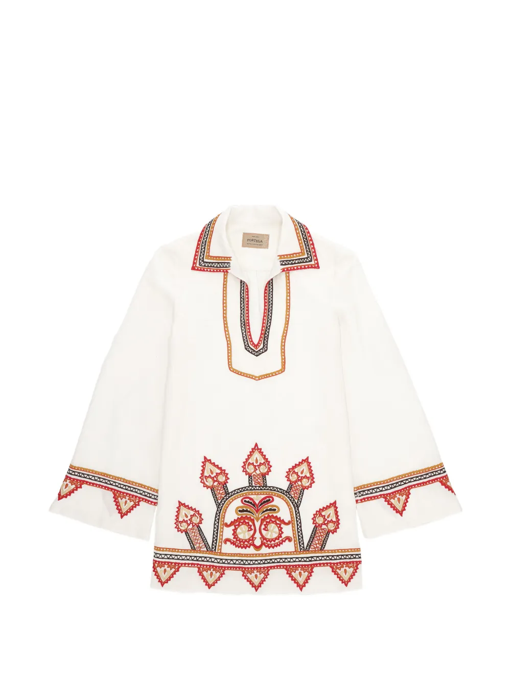 Fortela embroidered trapeze dress - Bianco