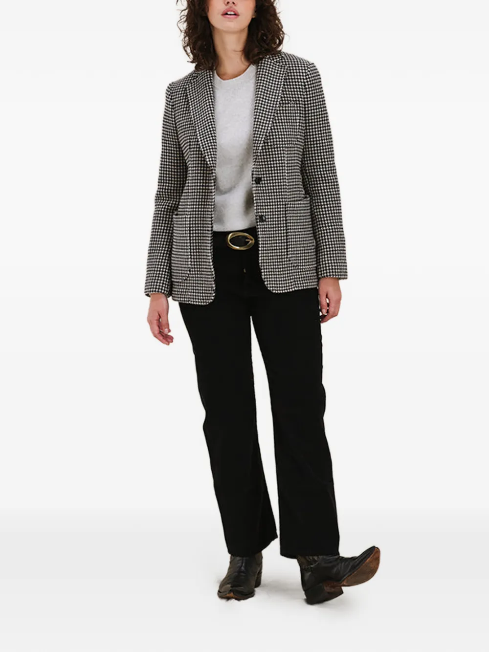  Fortela Benjamin Houndstooth-pattern Single-breasted Blazer - Black 