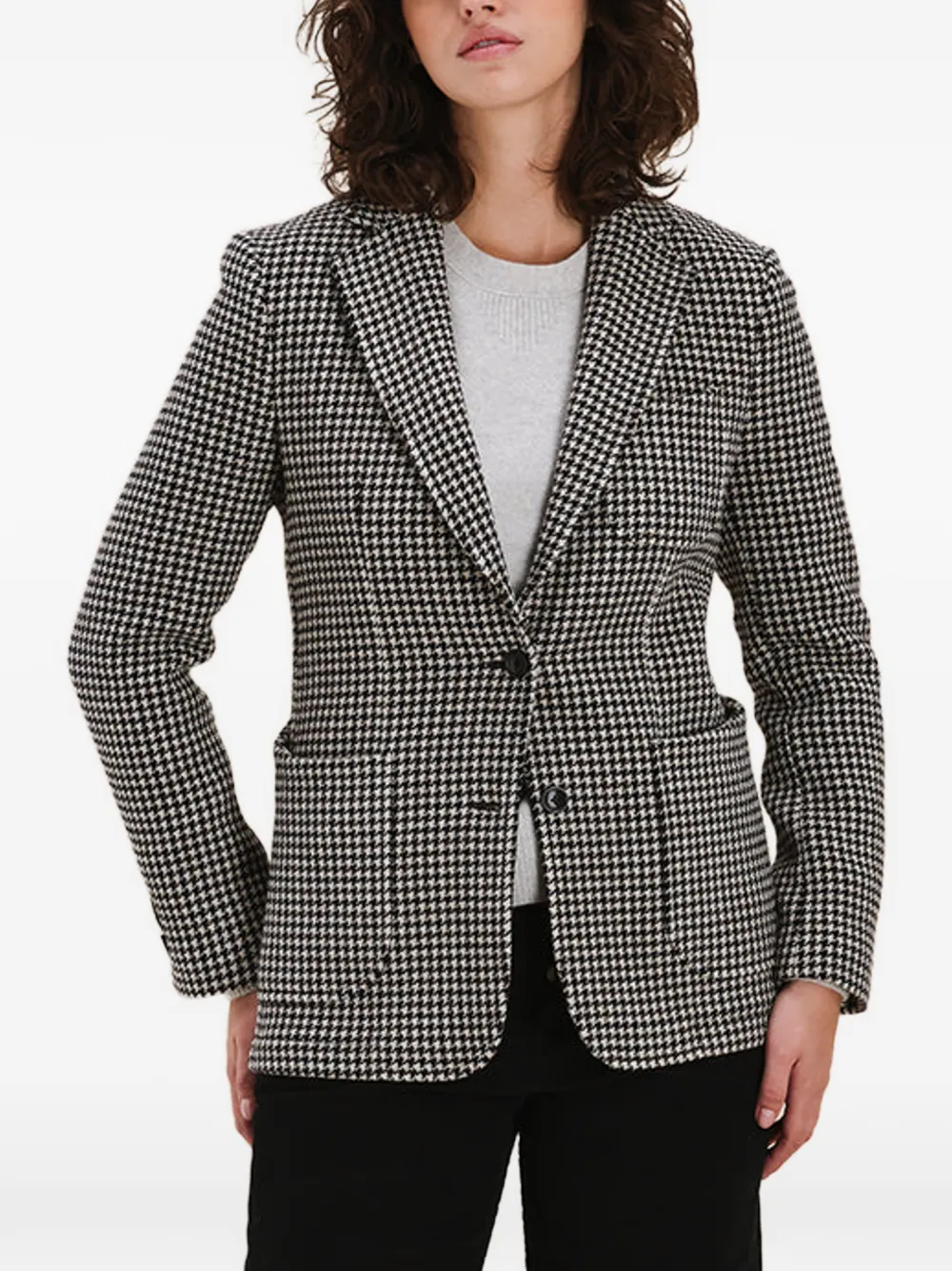 Benjamin Houndstooth-Pattern Single-Breasted Blazer