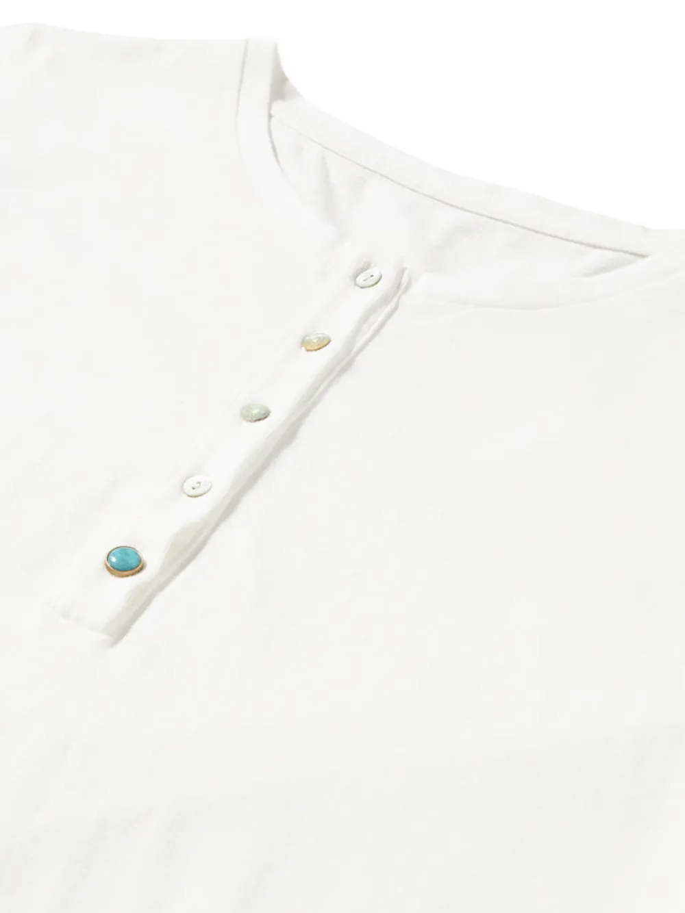 Fortela Coralie Button Long Sleeve T-shirt in White, view 4
