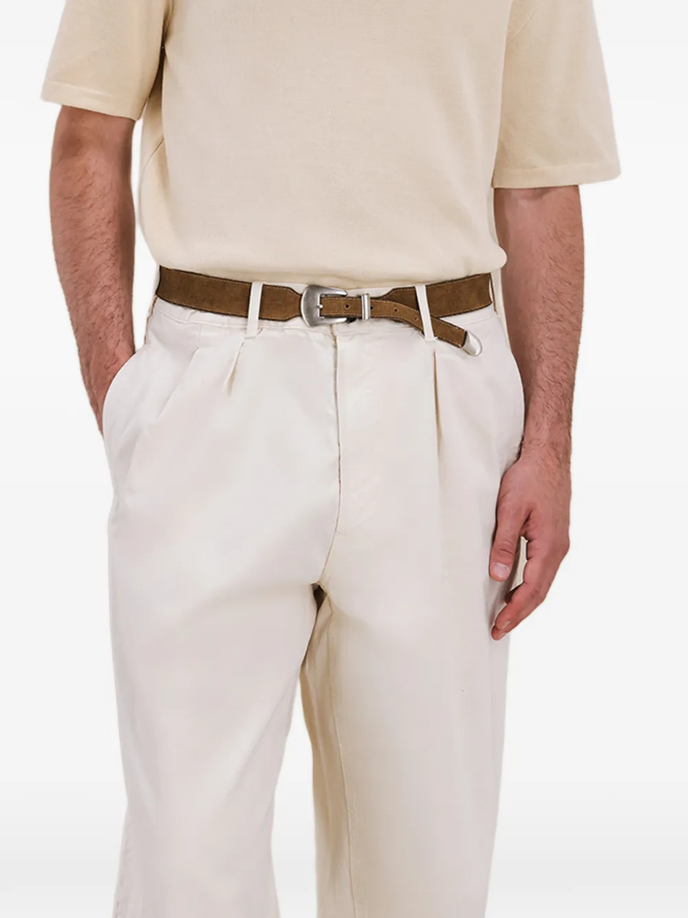 Fortela Front-pleated Trousers in White, view 4